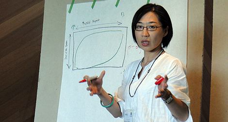Hsiaoling Chung making a point during the discussion of group C