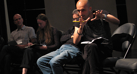 Vijak Haddadi making a point during the discussion
